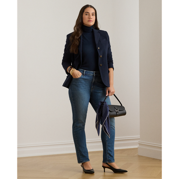 Lauren Navy Cotton Herringbone Jacquard Blazer Lauren Woman 4