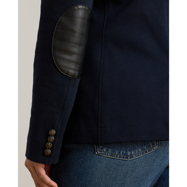 Lauren Navy Cotton Herringbone Jacquard Blazer Lauren Woman 7