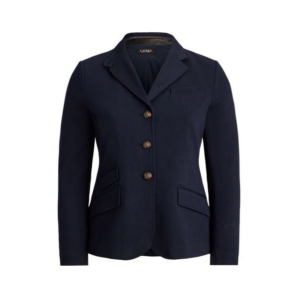 Lauren Navy Cotton Herringbone Jacquard Blazer Lauren Woman 2