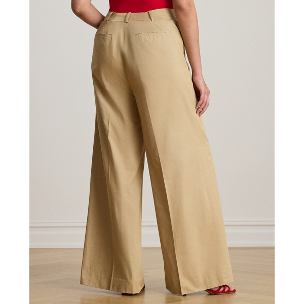 Birch Tan Cotton Twill Wide-Leg Pant Lauren Woman 5