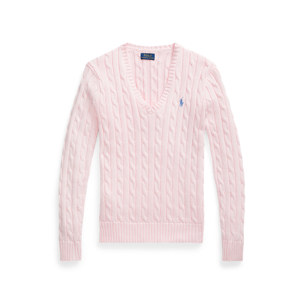 Cable Knit V Neck Jumper for Women Ralph Lauren UK