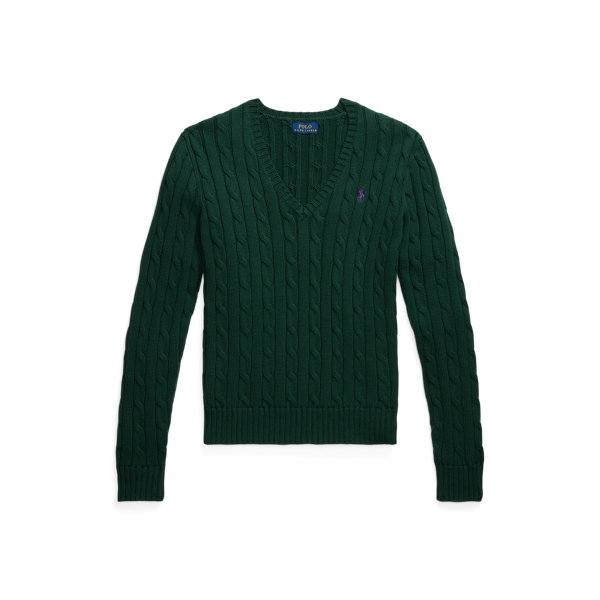 Moss Agate Pull torsadé col en V Polo Ralph Lauren 1