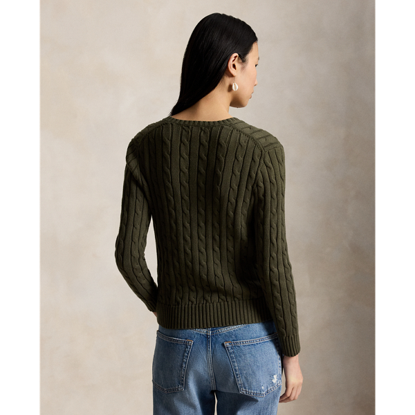 Zopfmusterpullover mit V-Ausschnitt Polo Ralph Lauren in Deckoliv 4