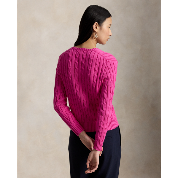 Zopfmusterpullover mit V-Ausschnitt Polo Ralph Lauren in Regatta-Rosa 4