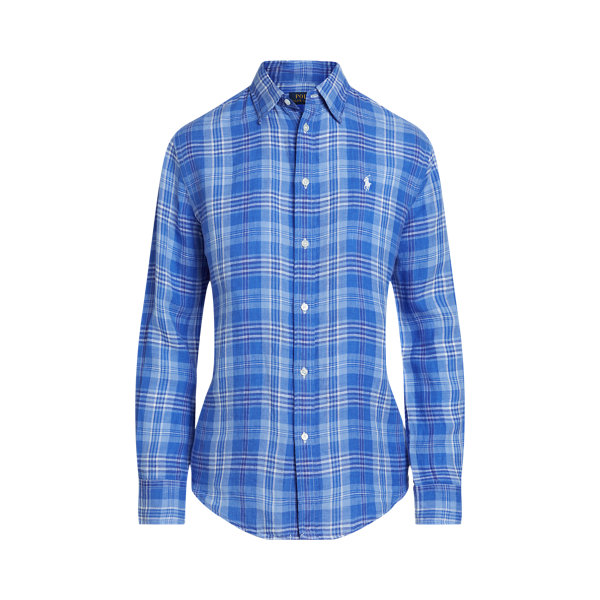 Relaxed Fit Plaid Linen Shirt