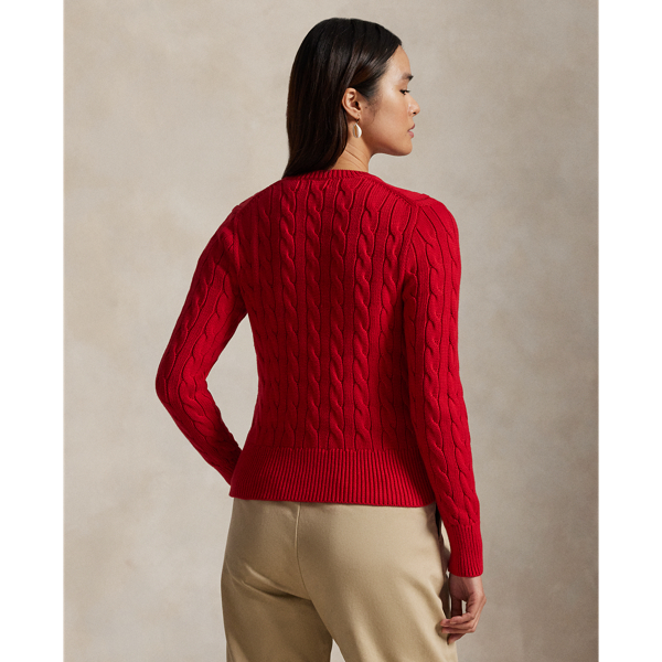Baumwollstrickjacke mit Zopfmuster Polo Ralph Lauren in Rot 4
