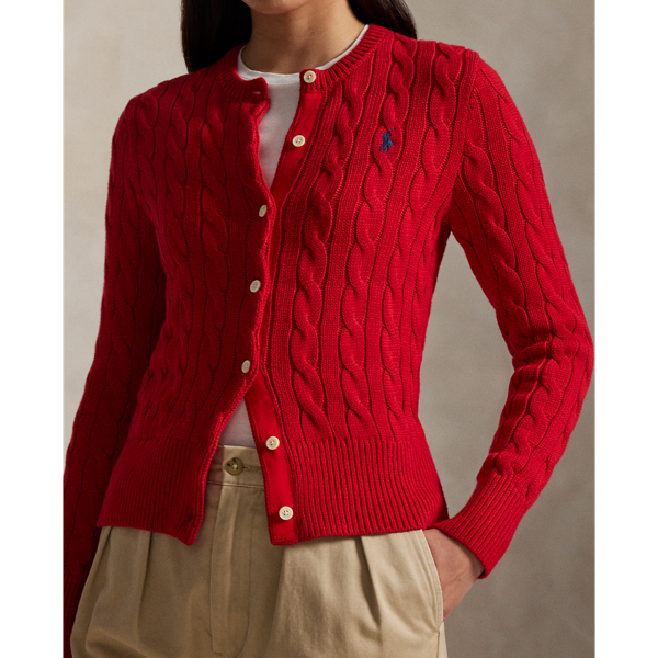 Baumwollstrickjacke mit Zopfmuster Polo Ralph Lauren in Rot 5