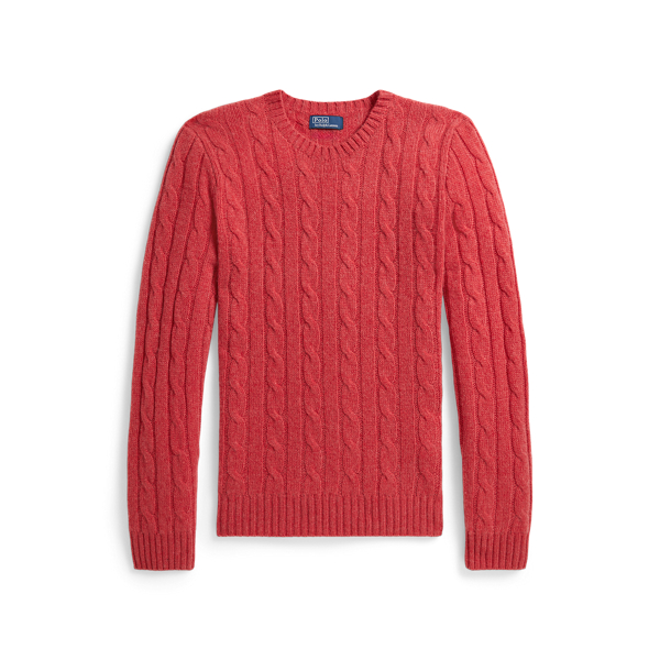 【一度着】近年ラルフローレン カシミヤ混 クルーネックケーブルニット セーター ケーブルニット ウールカシミヤ セーター