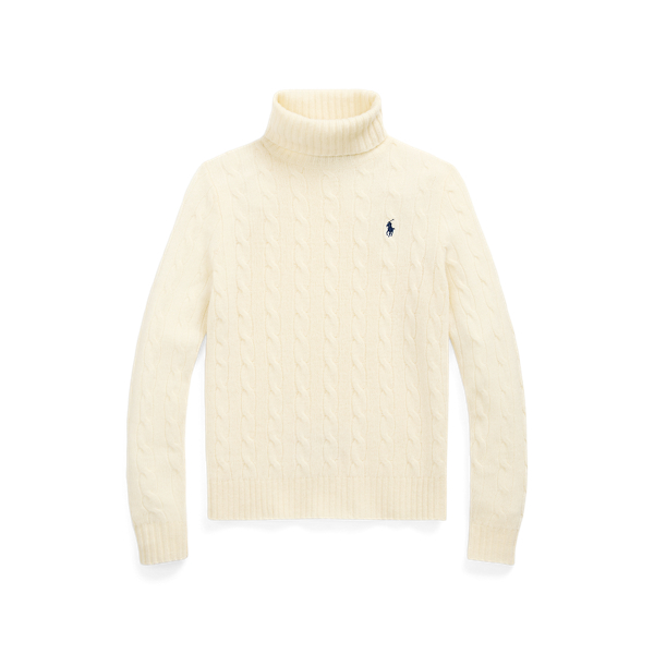 Pull col roul&eacute; torsad&eacute; laine cachemire Polo Ralph Lauren en 1