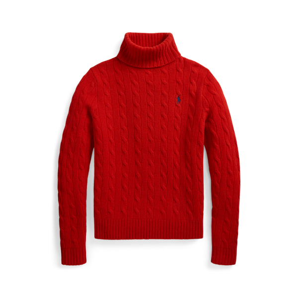 Wool-Cashmere Cable Roll Neck Jumper