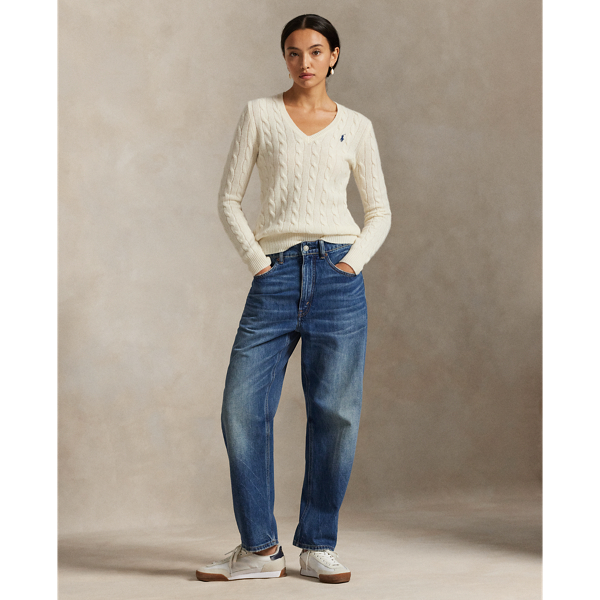 Cream Cable Wool-Cashmere V-Neck Jumper Polo Ralph Lauren 3