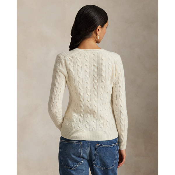 Cream Cable Wool-Cashmere V-Neck Jumper Polo Ralph Lauren 4
