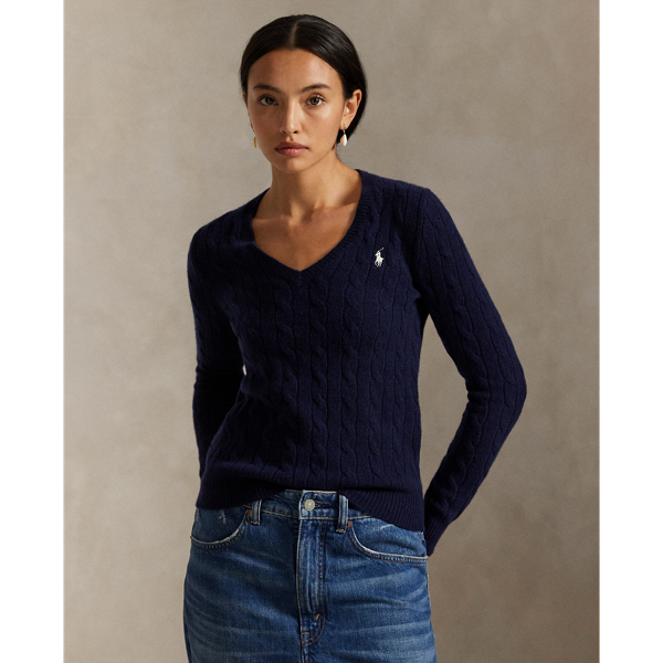 Pull col en V torsadé laine et cachemire