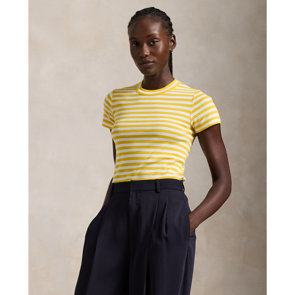 Racing Yellow/White Rundhals-T-Shirt aus Baumwolle Polo Ralph Lauren 1