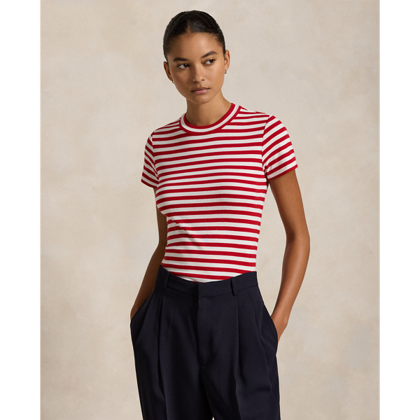 【★Ralph Lauren★Women's Striped Cotton Jersey Tシャツ】 Striped Cotton Jersey T-Shirt