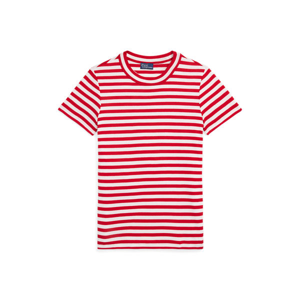 売れ筋商品|||ラルフローレン Tシャツ レディース トップス STRIPED RIB KNIT COTTON CREWNECK T-SHIRT - Print T-shirt - cruise navy/white Striped Rib-Knit Cotton Crewneck T-Shirt for Women | Ralph