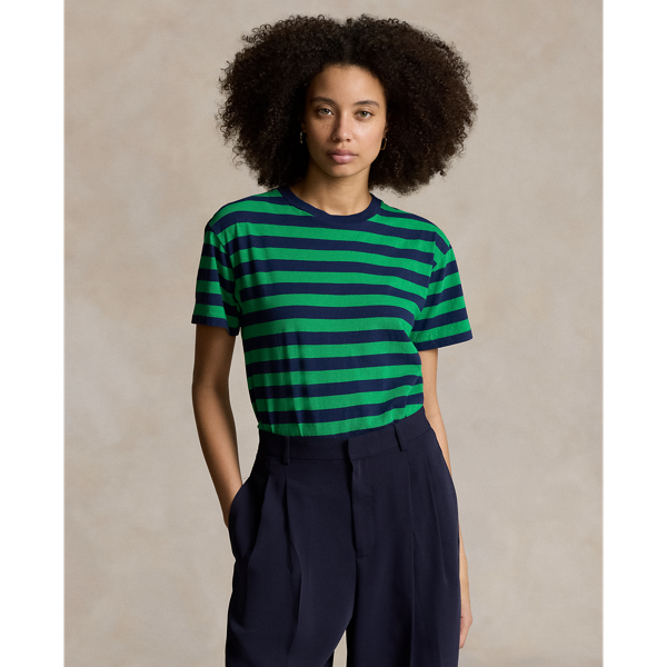 Striped Cotton Jersey Crewneck Tee