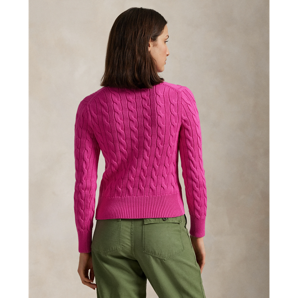 Cable-Knit Cotton Crewneck Cardigan