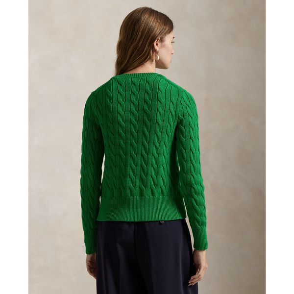 Cable-Knit Cotton Crewneck Cardigan for Women | Ralph Lauren® CL