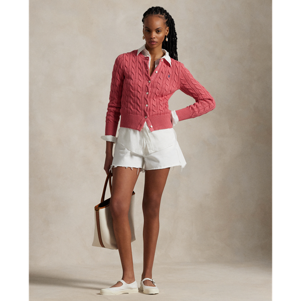 売れ筋商品|||ラルフローレン ニット&セーター レディース アウター CABLE KNIT COTTON CREWNECK CARDIGAN - Cardigan - red sky Cable-Knit Cotton Crewneck Cardigan | Ralph Lauren