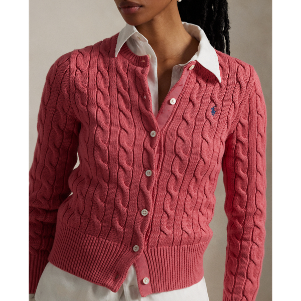 売れ筋商品|||ラルフローレン ニット&セーター レディース アウター CABLE KNIT COTTON CREWNECK CARDIGAN - Cardigan - red sky s7-AI211891643024_lifestyle?$