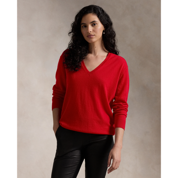 Relaxed Fit Cashmere V Neck Sweater