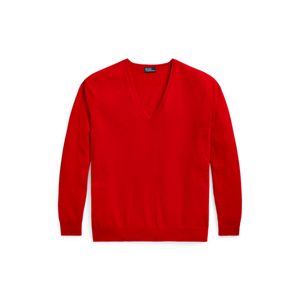 V neck red sweater sales