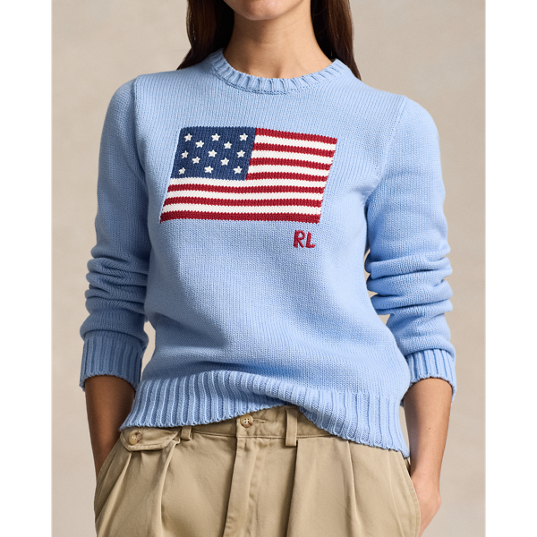 Flag Cotton Crewneck Jumper for Women Ralph Lauren CL