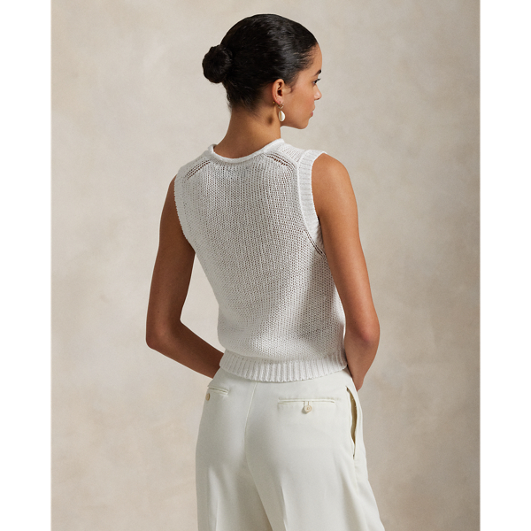 (取寄) ローレン ラルフローレン レディース コットンブレンド タンク トップ Lauren Ralph Lauren women Cotton-Blend Tank Top White コットンブレンド タンクトップ （タンクトップ）｜LAUREN RALPH