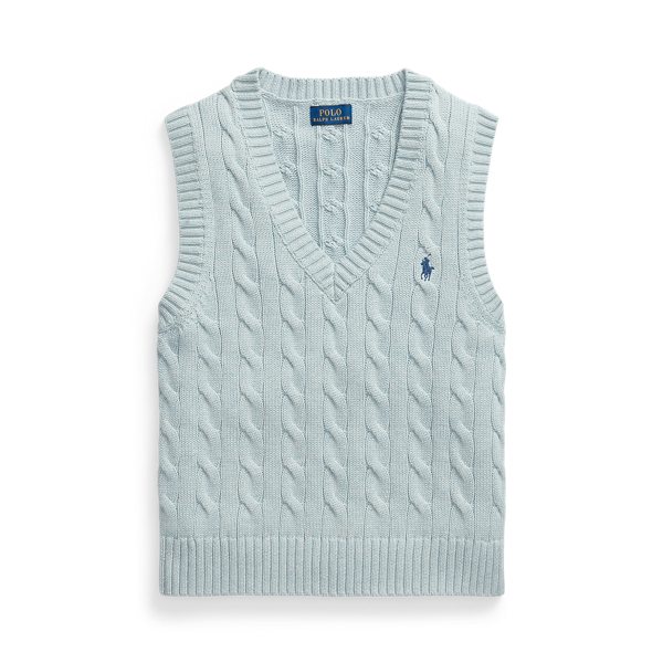Cable-Knit Cotton V-Neck Sweater Vest Polo Ralph Lauren 1
