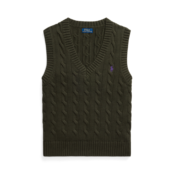 Estate Olive Zopfmusterpullunder mit V-Ausschnitt Polo Ralph Lauren 1