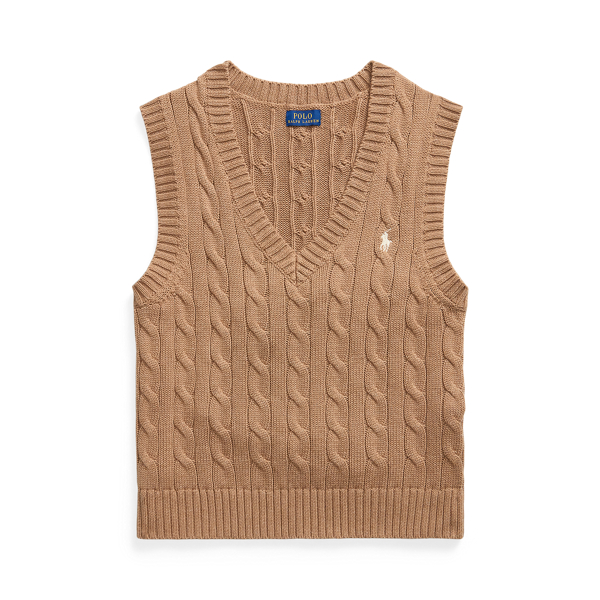 Cable-Knit V-Neck Sleeveless Jumper