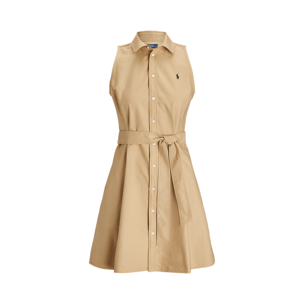 Robe-chemise ceintur&eacute;e en coton Oxford
