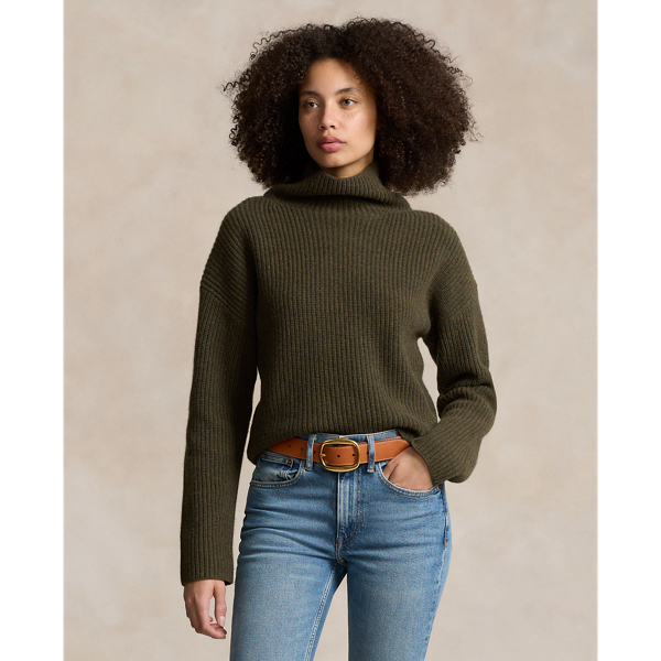 Ribbed Wool-Cashmere Mockneck Sweater