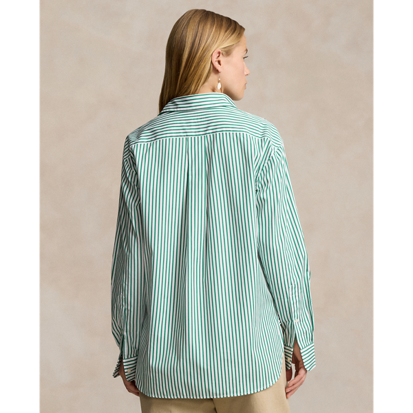White/Bay Green Relaxed Fit Striped Cotton Shirt Polo Ralph Lauren 5