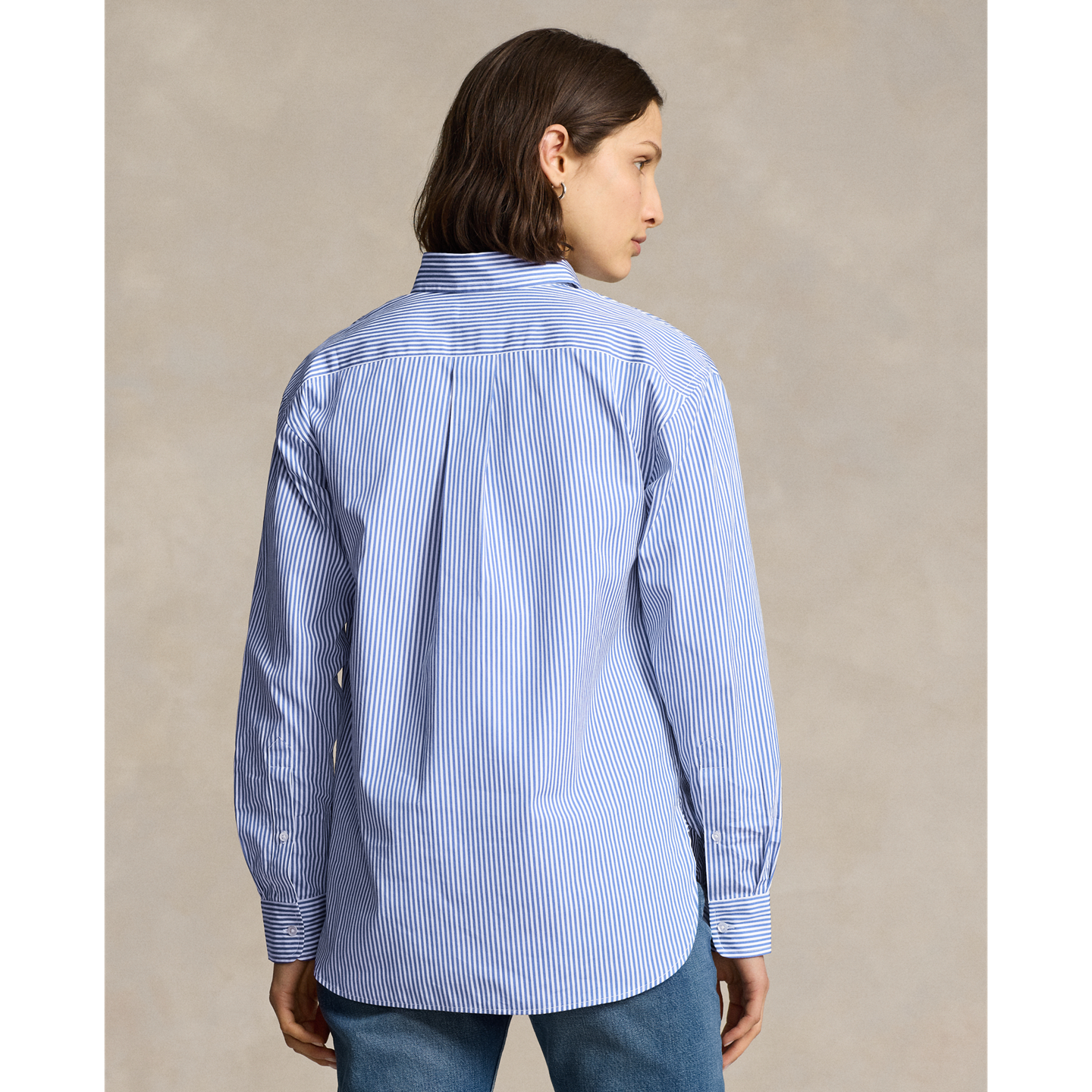 Женская рубашка Ralph Lauren Relaxed Fit Striped Cotton, цвет: Синий / Белый — фото 2