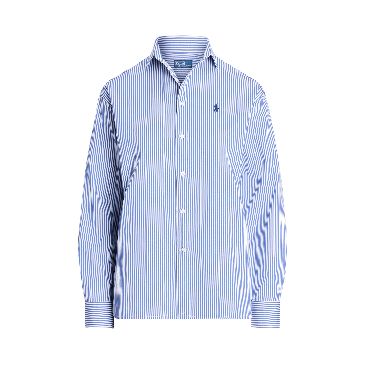 Женская рубашка Ralph Lauren Relaxed Fit Striped Cotton, цвет: Синий / Белый — фото 5