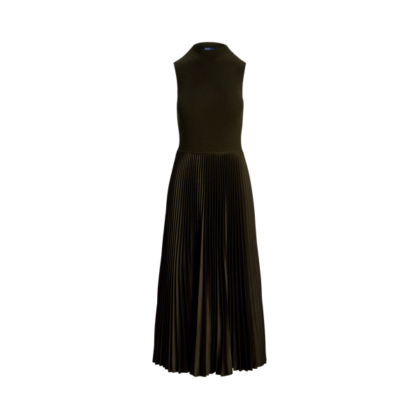 Pleated Sleeveless Mockneck Dress for Women Ralph Lauren CH