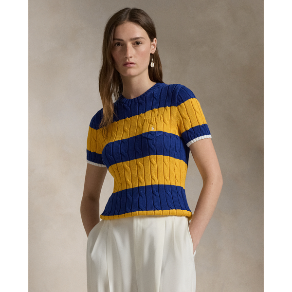 Striped Cable Knit Cotton Jumper for Women Ralph Lauren IL