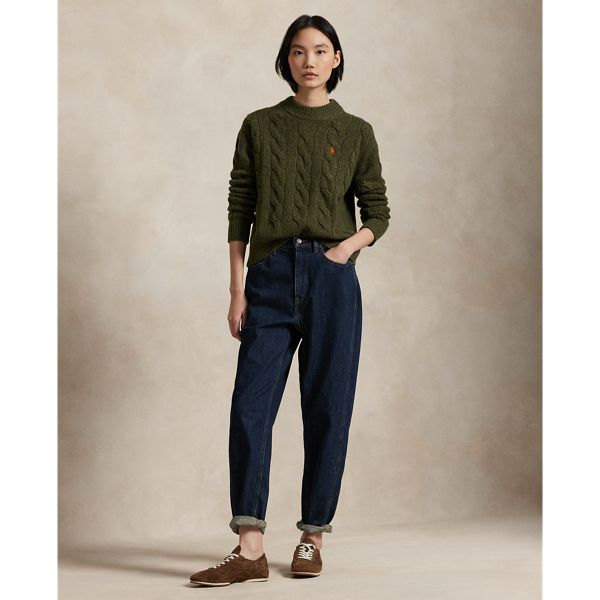 Olive Marl Cable-Knit Wool-Cashmere Sweater Polo Ralph Lauren 3