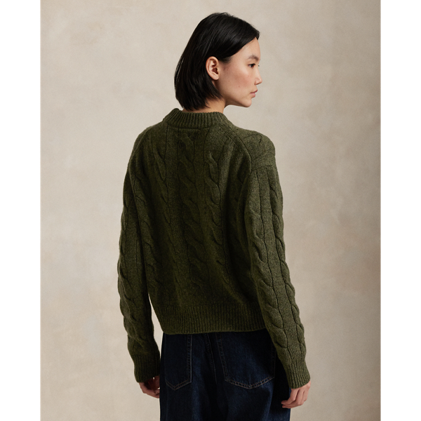 Olive Marl Cable-Knit Wool-Cashmere Sweater Polo Ralph Lauren 4