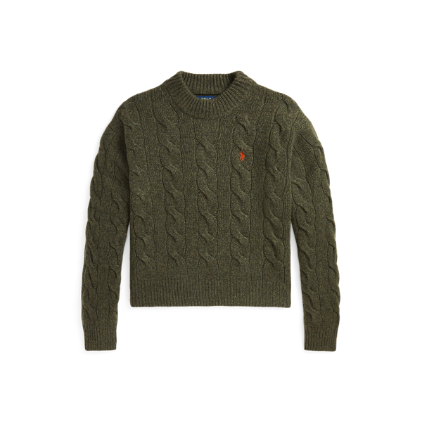 Olive Marl Cable-Knit Wool-Cashmere Sweater Polo Ralph Lauren 2