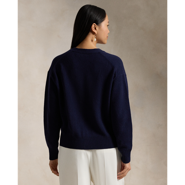 売れ筋商品|||ラルフローレン ニット&セーター レディース アウター WOOL-BLEND V-NECK CARDIGAN - Cardigan - hunter navy Wool-Blend V-Neck Cardigan