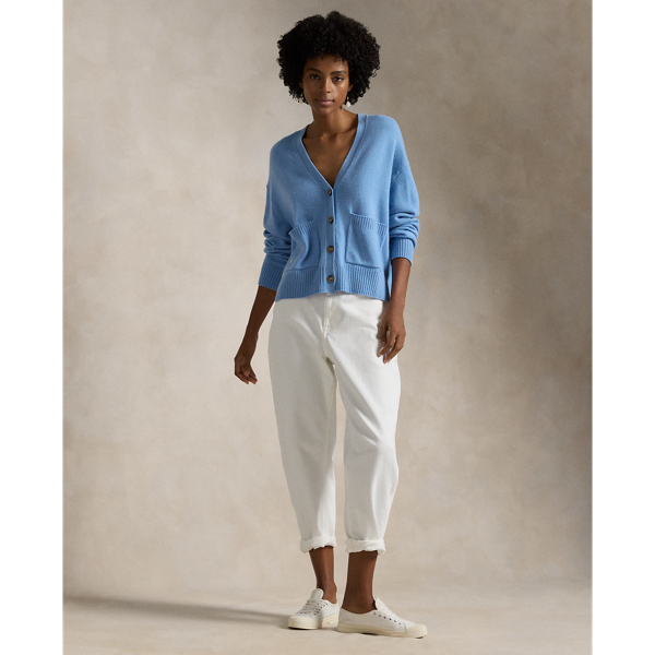 New Litchfield Blue Wool-Blend V-Neck Cardigan Polo Ralph Lauren 4