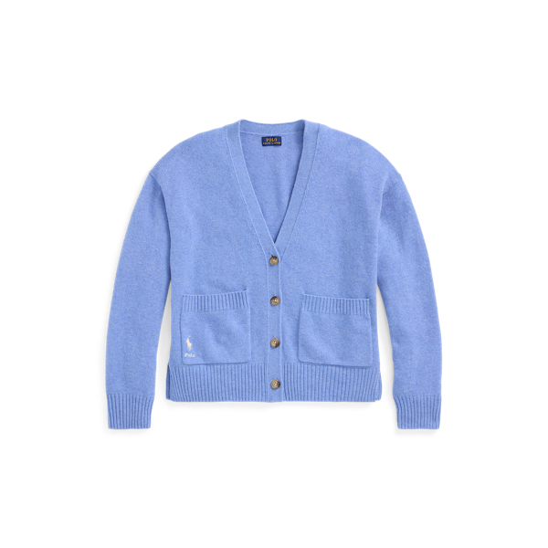 New Litchfield Blue Wool-Blend V-Neck Cardigan Polo Ralph Lauren 2
