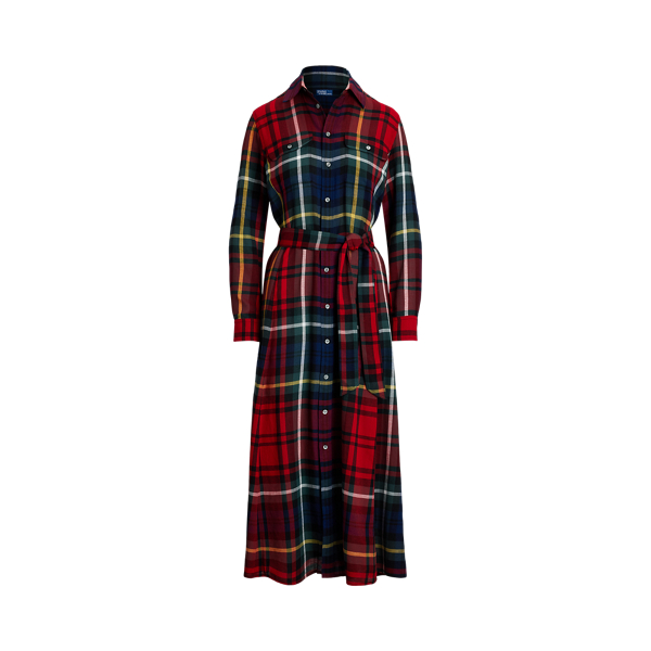 Belted Plaid Cotton-Blend Dress | Ralph Lauren