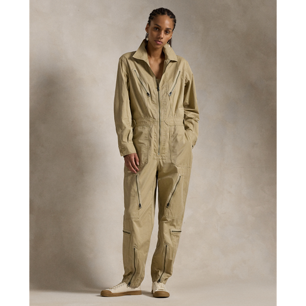 Cotton Twill Zip Front Jumpsuit for Women Ralph Lauren BR