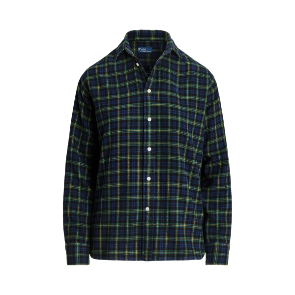 ★★POLO RALPH LAUREN★★ W Relax Fit Plaid Cotton Shirt Nav Relaxed Fit Plaid Cotton Shirt