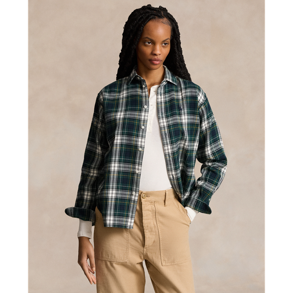 Relaxed Fit Plaid Cotton Shirt