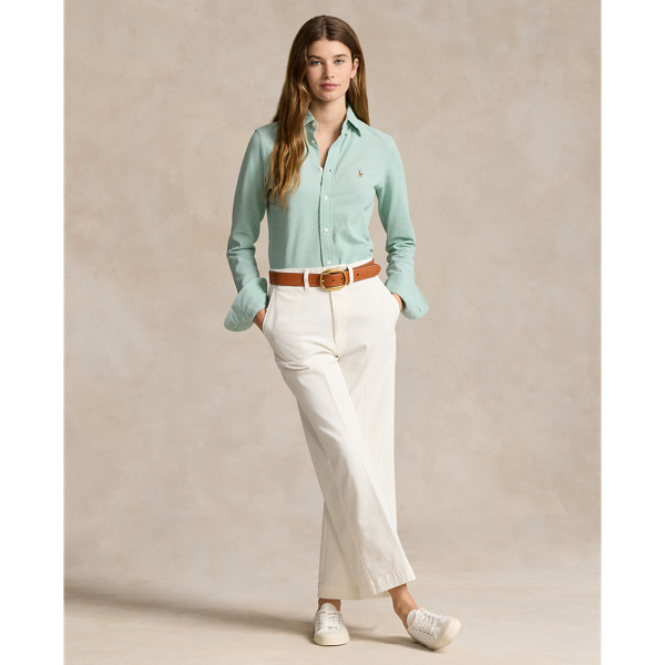 Slim Fit Knit Cotton Oxford Shirt for Women | Ralph Lauren® BR